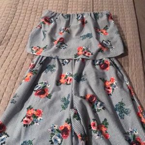 Tub top, wide leg Capri jumpsuit